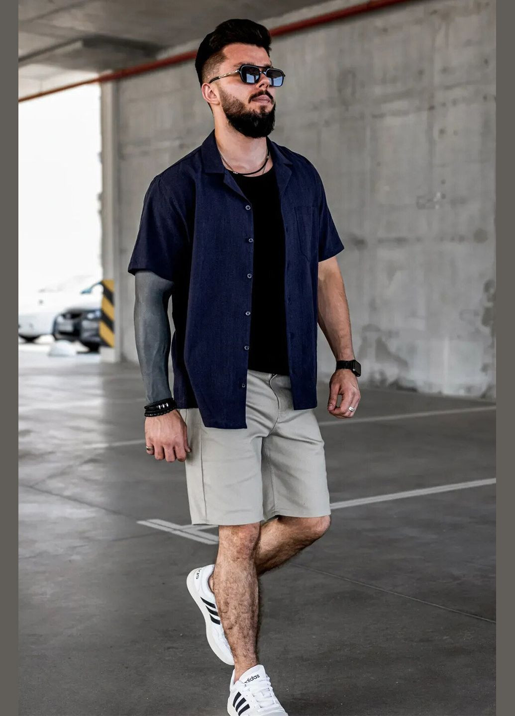 Чоловіча сорочка з коротким рукавом Old Money Темно-синя Teamv (323000575)