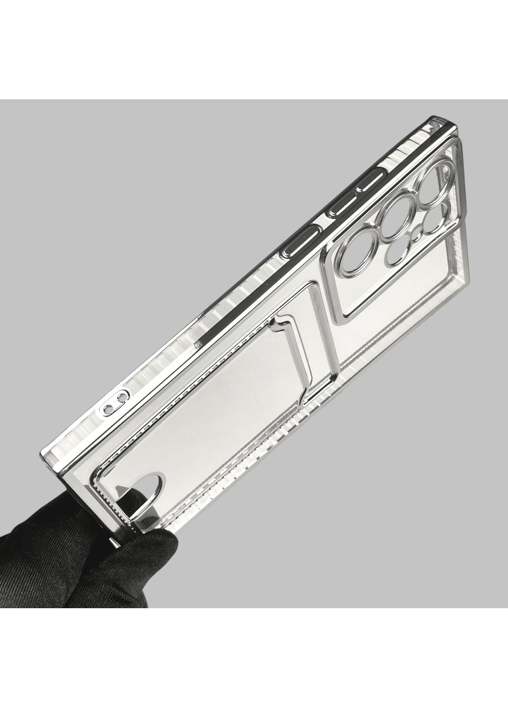 Чехол для Galaxy S23 Ultra (SM-S918B) с серебряной окантовкой с карманом самсунг с23 ультра серебряный Samsung (366022982)