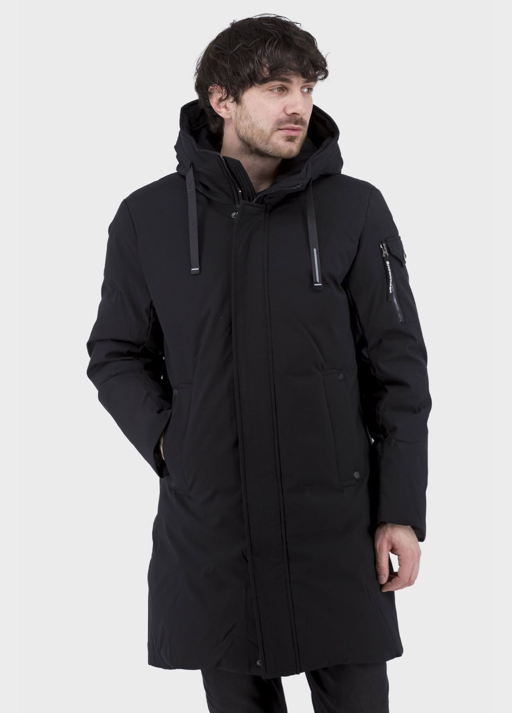 Черная зимняя мужской пуховик (, ), 30084 Snow Image