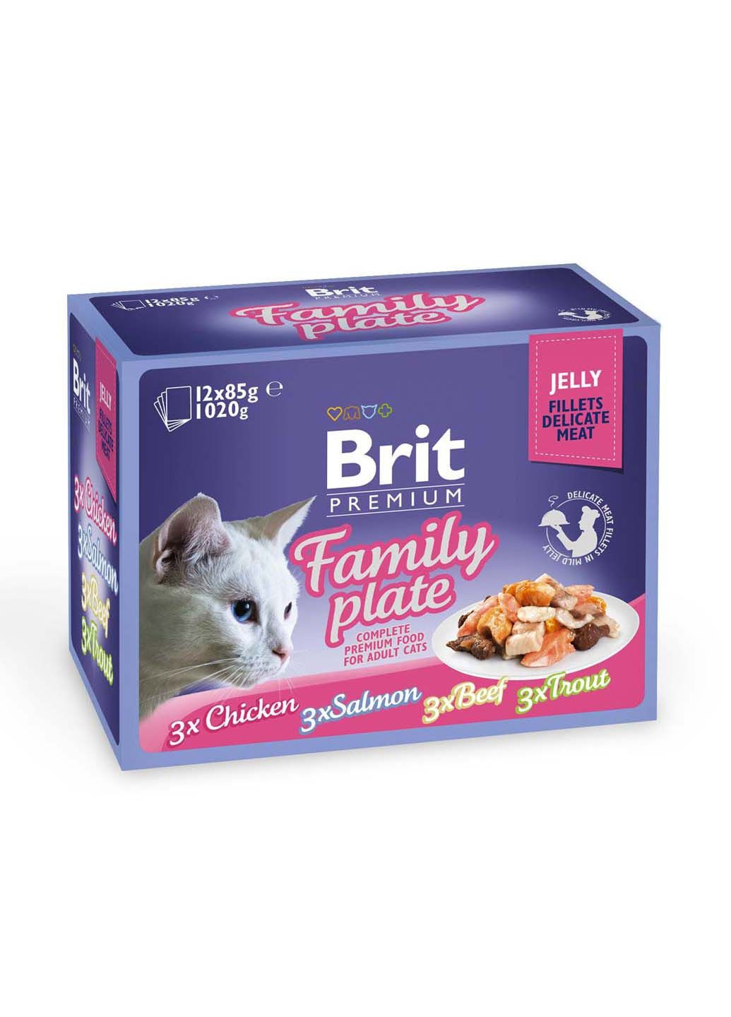 Влажный корм для кошек Cat Family Plate Jelly pouches 1.02 кг Brit Premium (286473029)