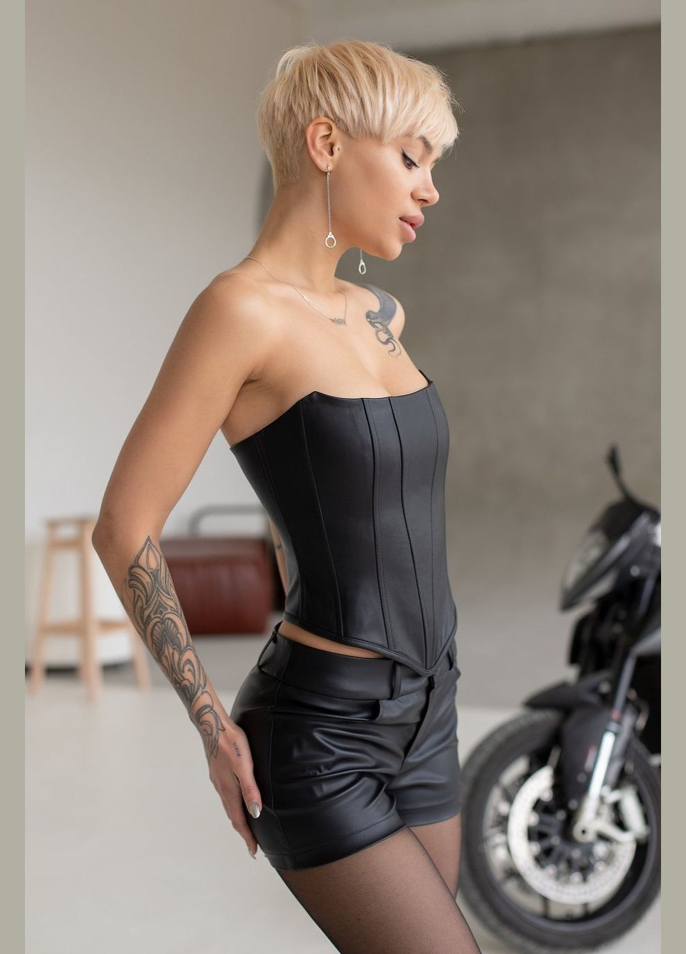 Корсет з еко-шкіри фігурний CHICLY (302647775)