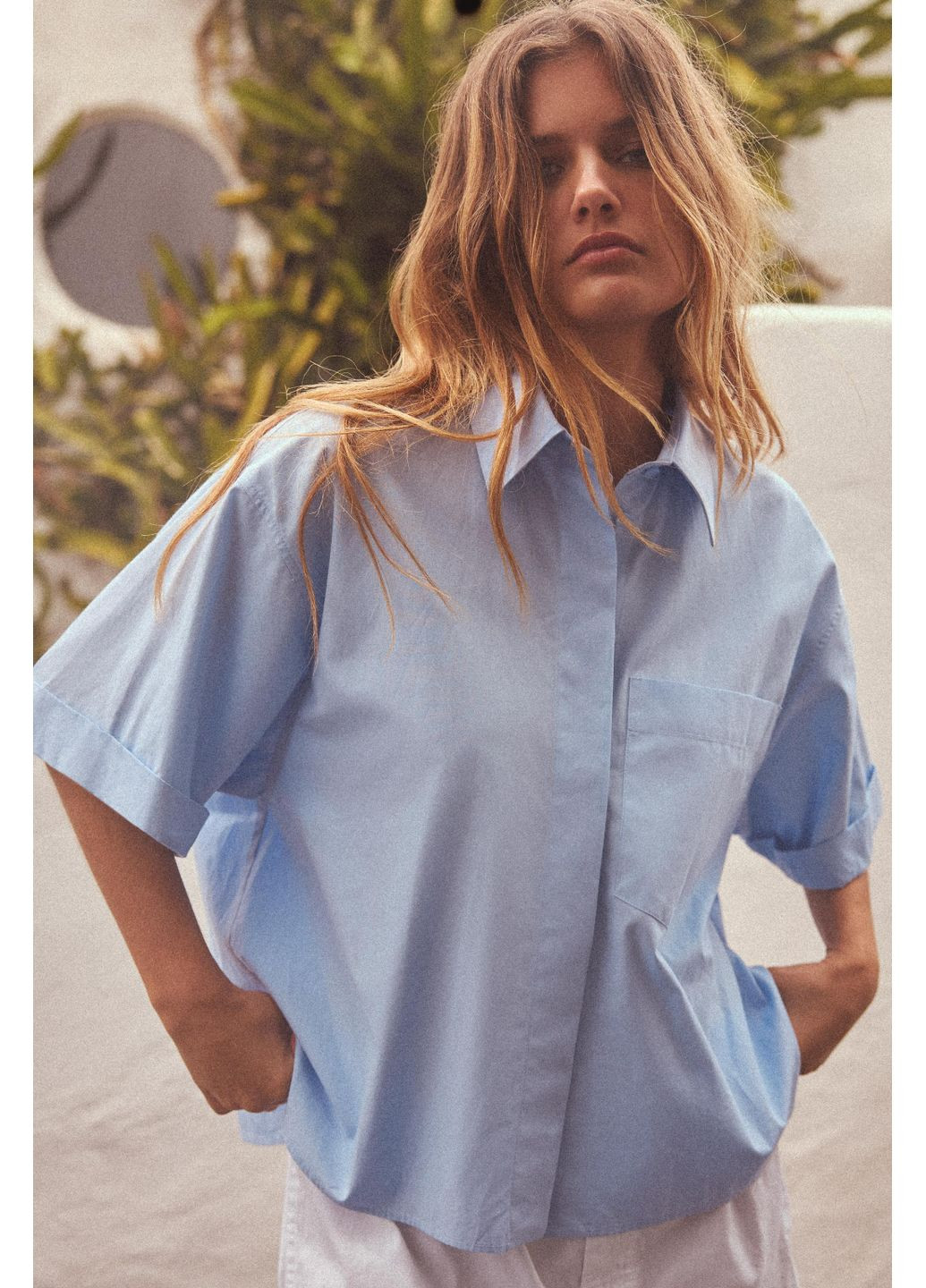 Поплінова сорочка з кишенею Zara (354816954)