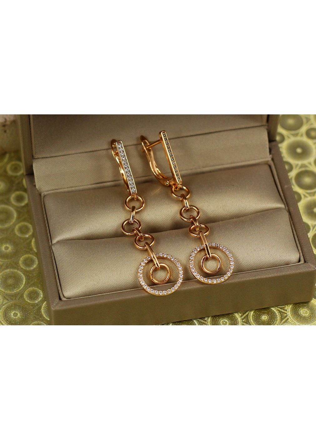 Сережки підвіски п"ять кілець 5,2 см золотисті love-shopping Xuping Jewelry (354661944)