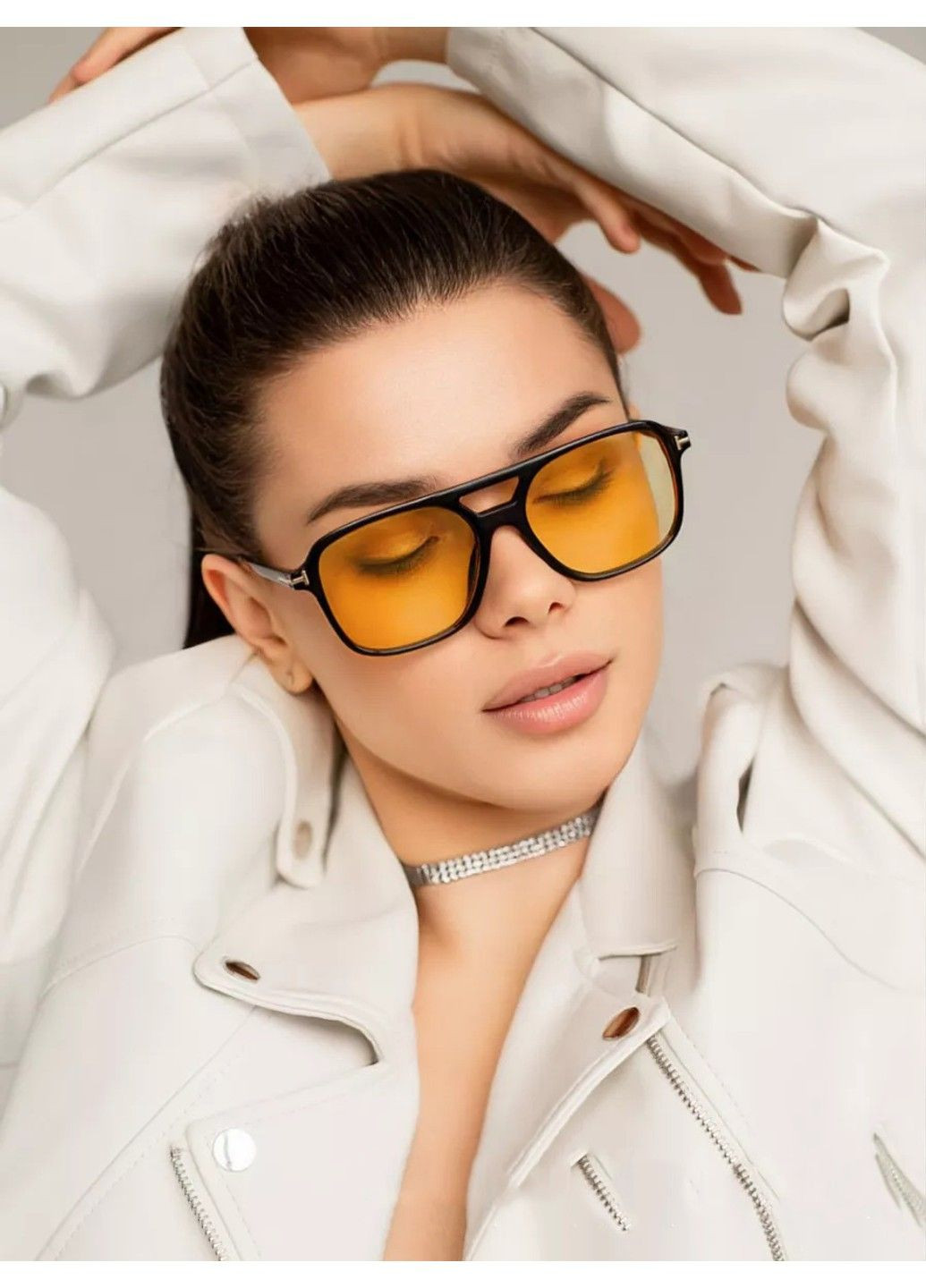 Очки солнцезащитные авиатор Sunny черные с желтыми линзами No Brand (315705472)