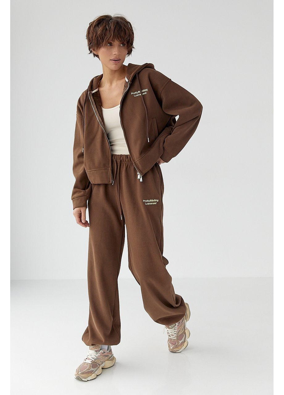 Утеплений спортивний костюм з худими та прямими брюками Lurex (370395911)