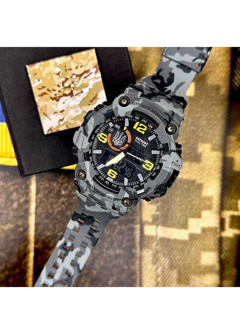 Годинник з камуфляжем сірі для чоловіків кварцові спортивні будильник секундомір ProDobro (367265062)