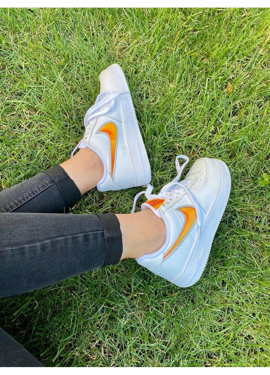 Білі Осінні кросівки чоловічі nike air force 1 low jewel white orange найк аір форс 1 преміум No Brand