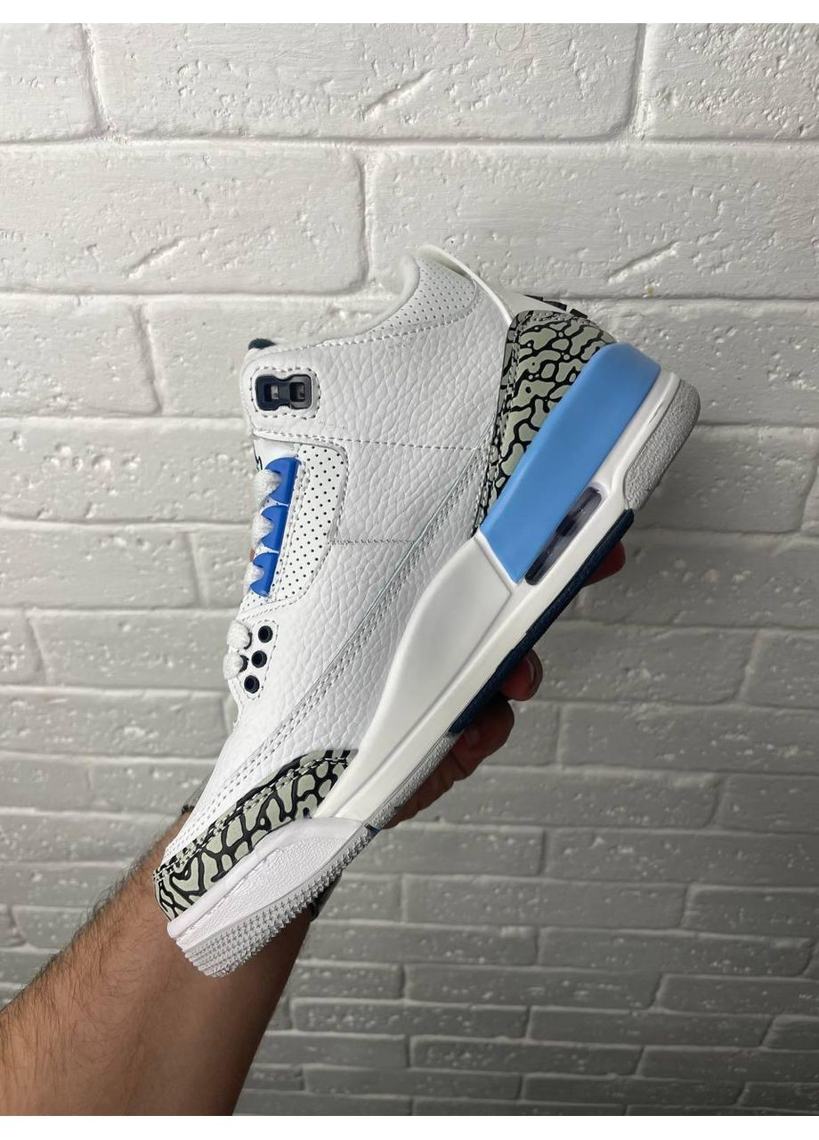 Білі Осінні кросівки чоловічі nike air jordan 3 white blue найк аір джордан No Brand