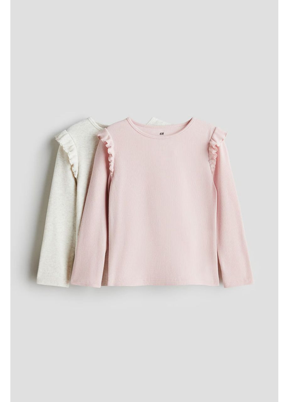 Молочный демисезонный праздничный, повседневный, деловой, кэжуал лонгслив H&M однотонный