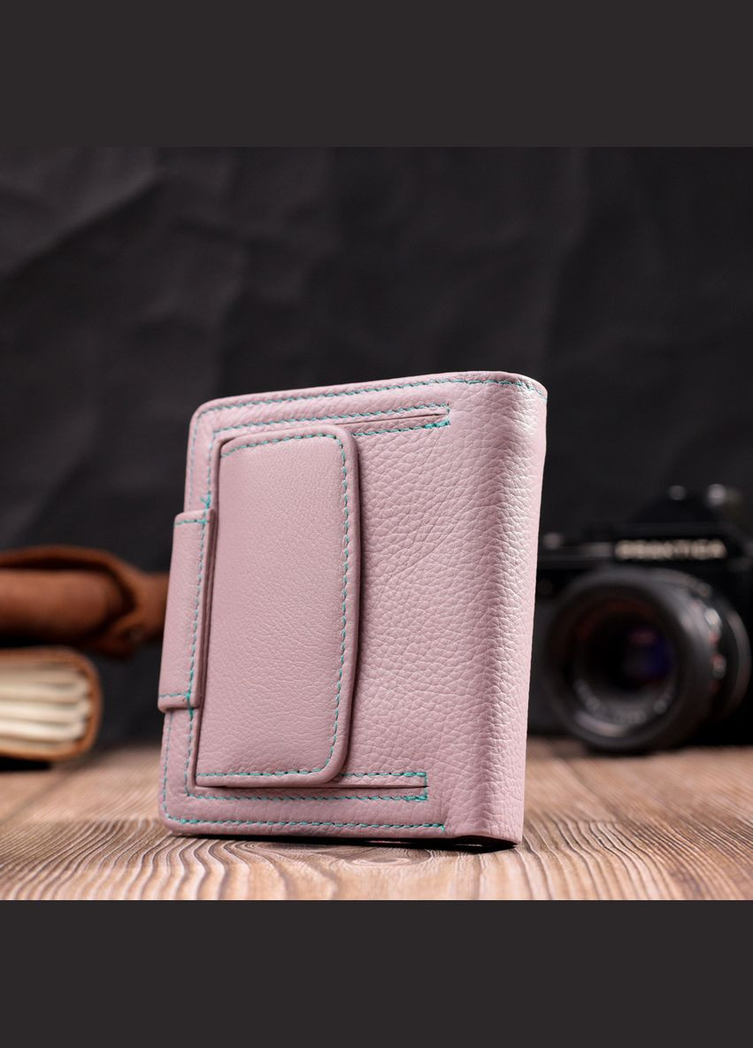 Портмоне з монетницею зовні для стильних жінок шкіряне бежевий 19456 st leather (329197520)