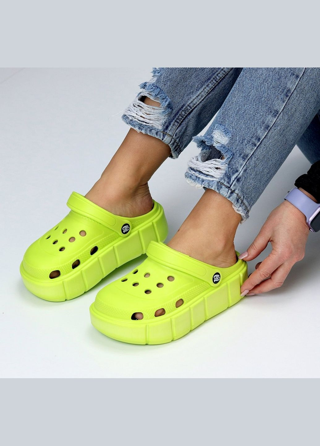 Салатовые кроксы Progres — закрытые летние сабо из пены, медицинские Progress Крокси (339602417)