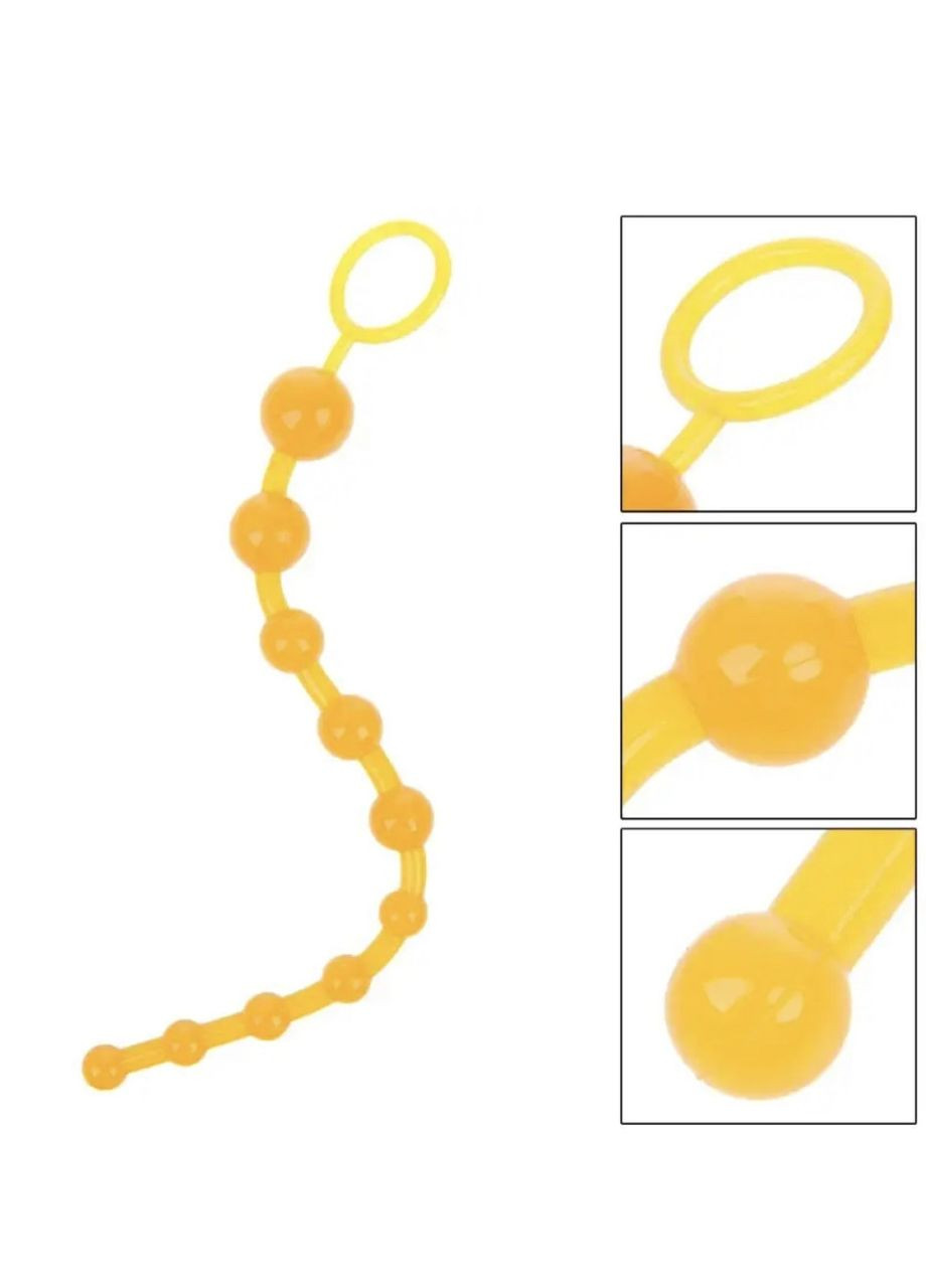 Анальные шарики (бусы), анальные шарики в цепочке с кольцом, интимная игрушка желтые No Brand (313241173)