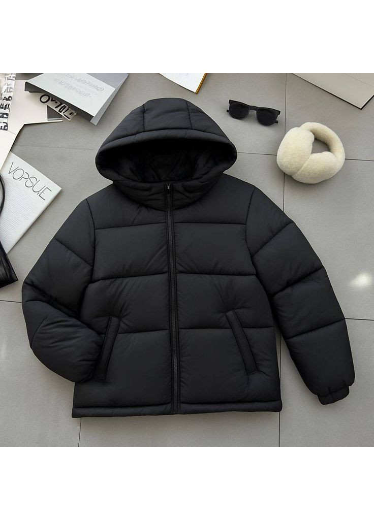 Чорна демісезонна жіноча демісезонна куртка з холофайбером — заміри в описі куртка-пальто DK/DL Мода без кордонів