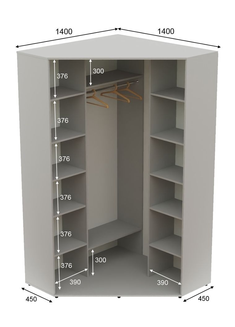 Шкаф-купе двухдверный угловой 140*140*250 Серый ДСП/Зеркало с пескоструйным рисунком Угол-4 Алекса (360478505)