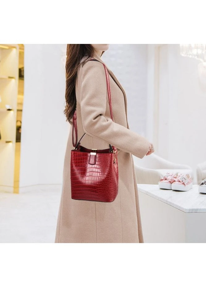 Сумка женская через плечо кросс-боди маленькая красная под рептилию No Brand (394180087)