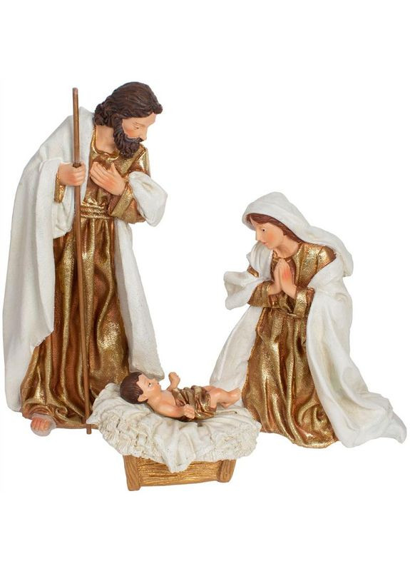 Різдвяна композиція Вертеп 30см набір 3 фігури для прикраси будинку з полістоуну золота BonaDi (368988879)