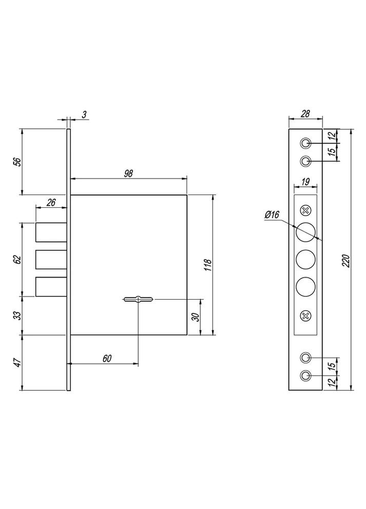 Врізний замок Avers T-57/S8-CR Apecs (370289898)
