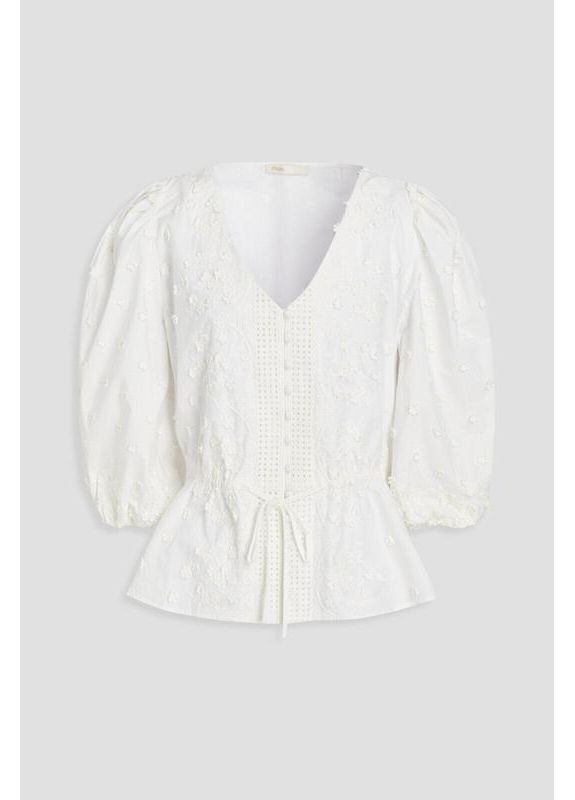 Біла стильна блуза сорочка з баскою Maje