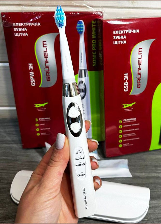 Електрична зубна щітка Sonic GSPW-3H Біла Grunhelm (297331077)