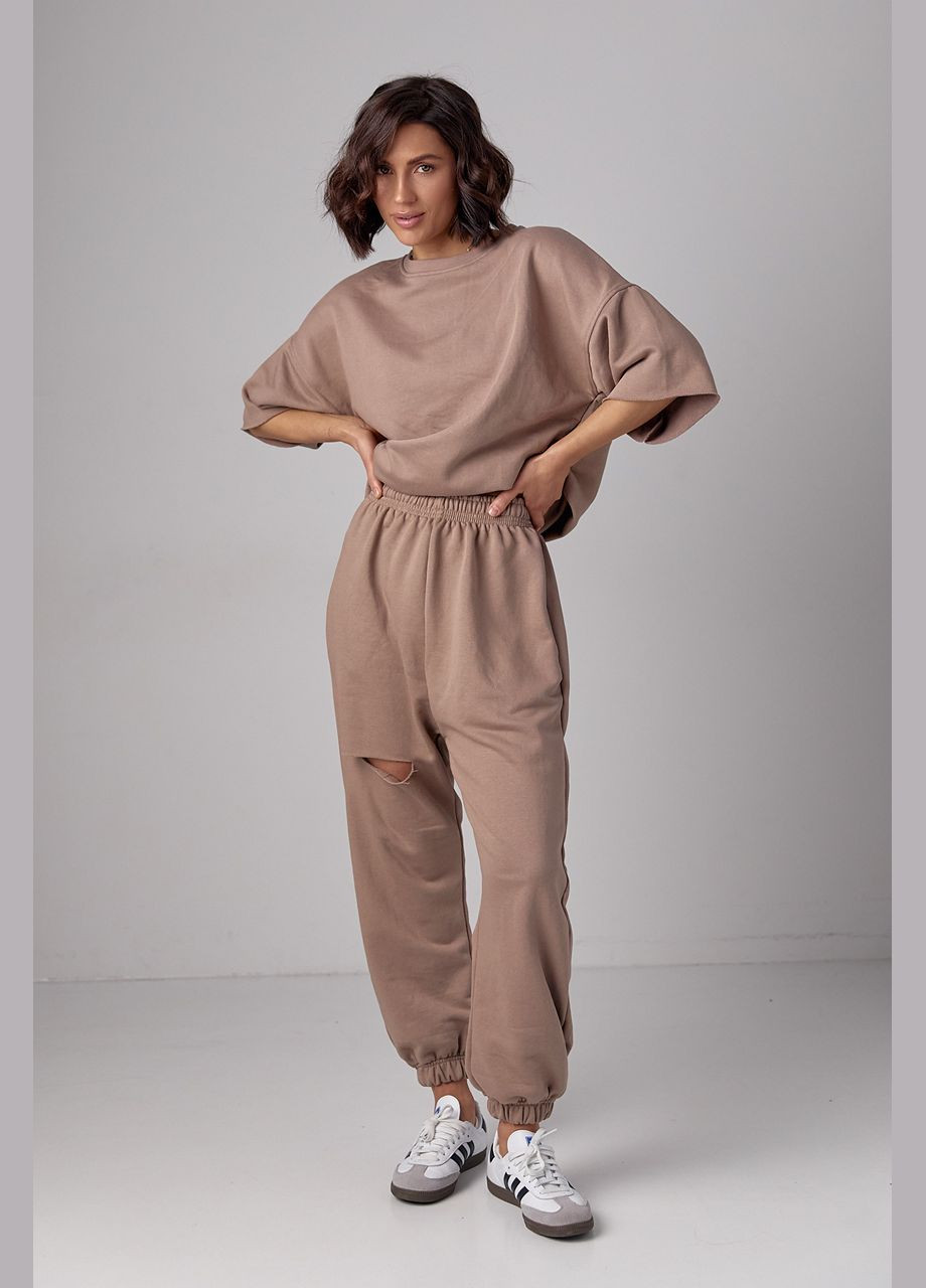 Спортивний костюм із трикотажу з прорізом на джогерах Liton (296909022)