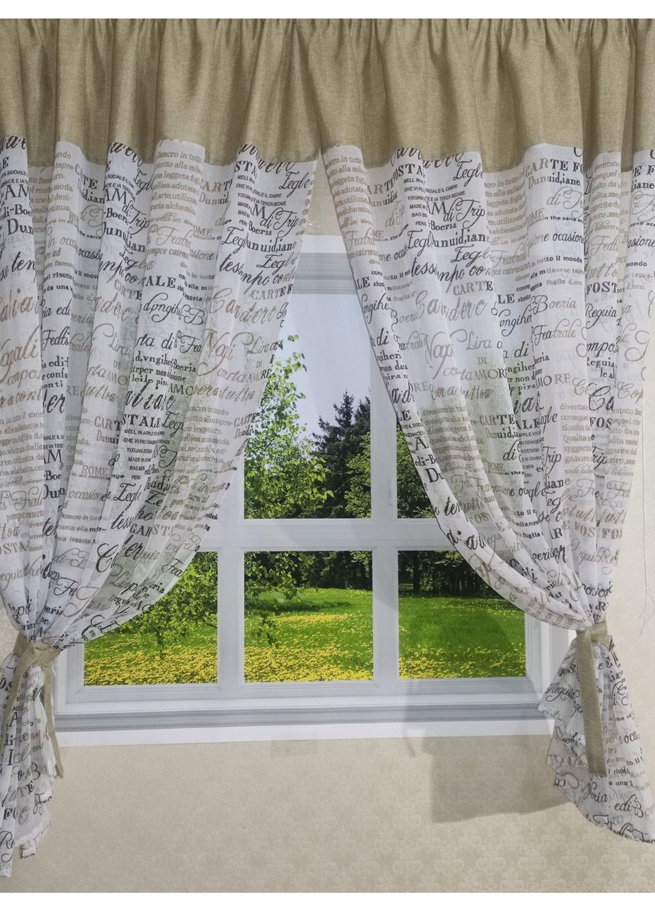Кухня тюль "Бежевые надписи" 350х170 No Brand (353831081)