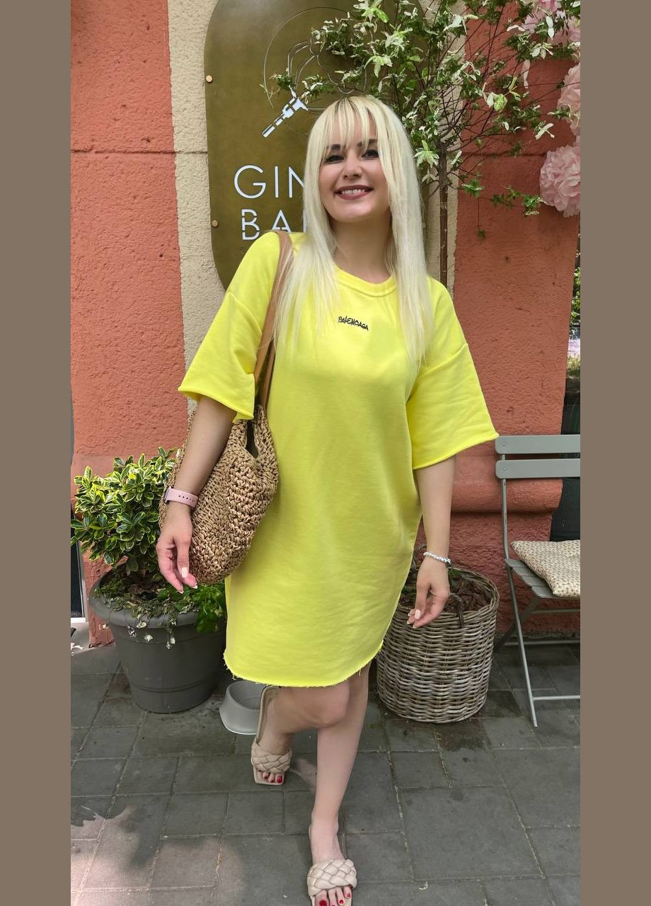 Жовтий повсякденний жіноча сукня-туніка в стилі оверсайз MonCher