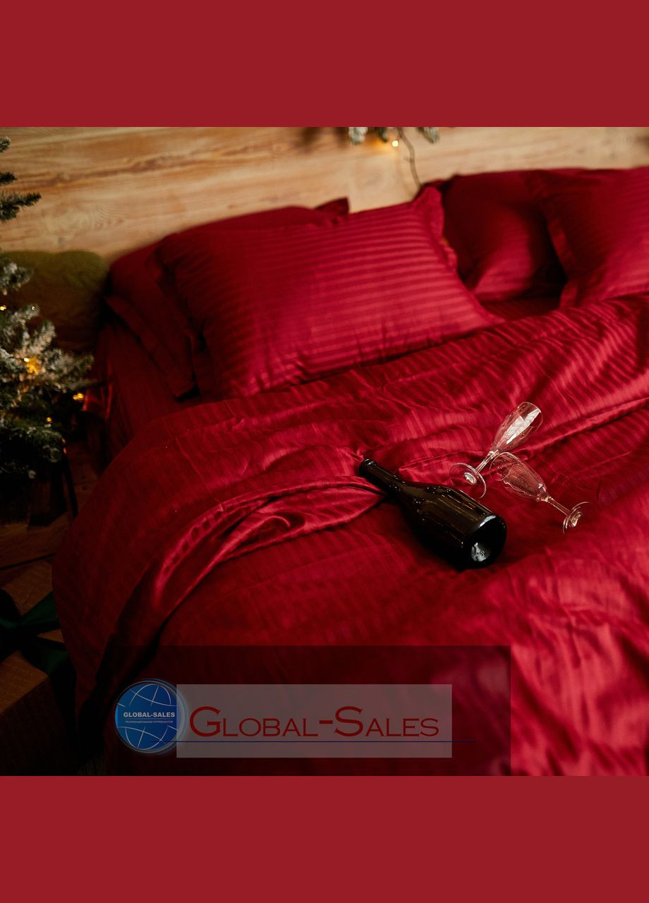 Евро Страйп-Сатин постельное белье Бордо 200*220см Calipso (316632441)