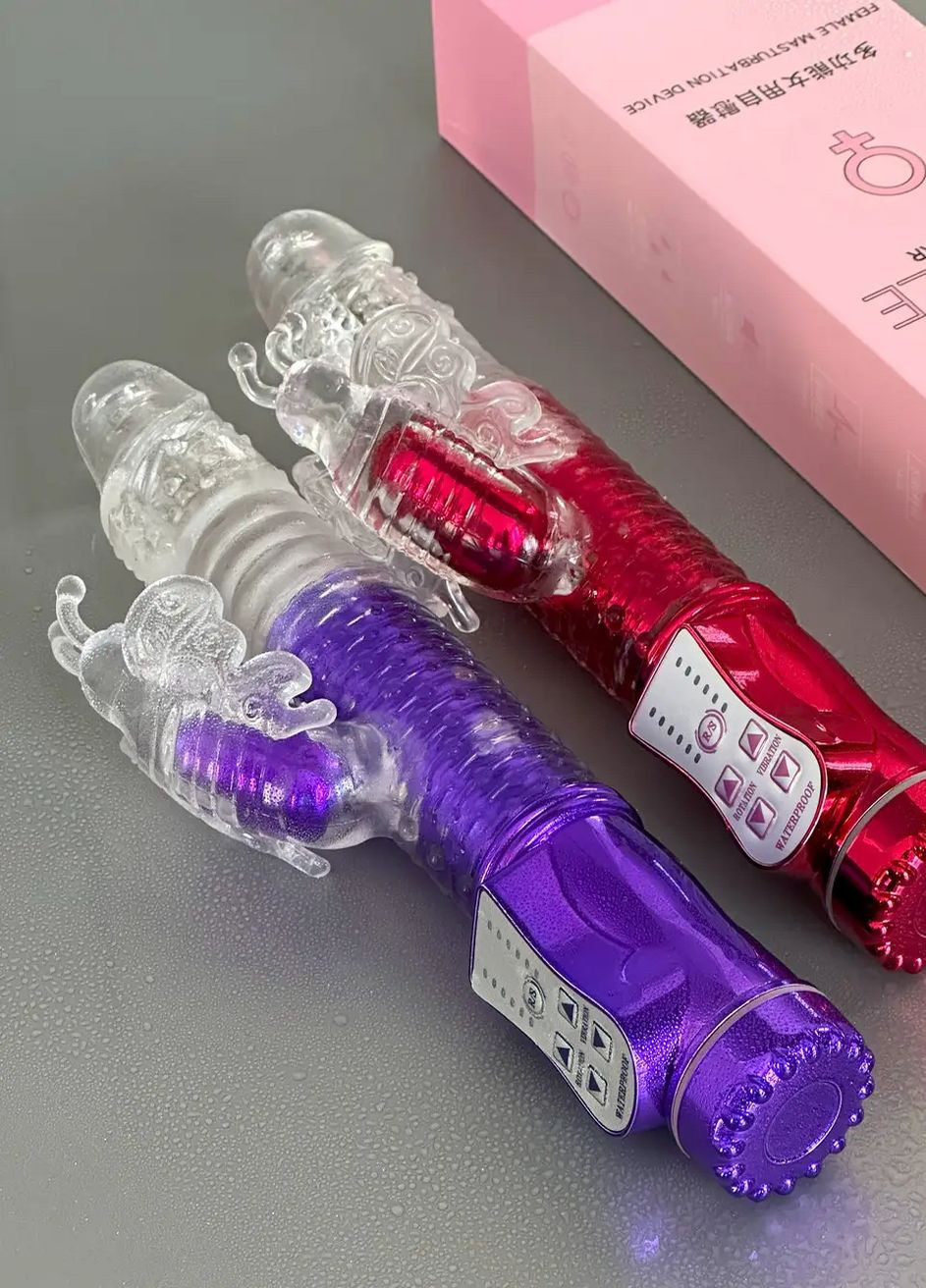 Вибратор двойной Кролик вагинальный для клитора и точки G фиолетовый No Brand (316553383)