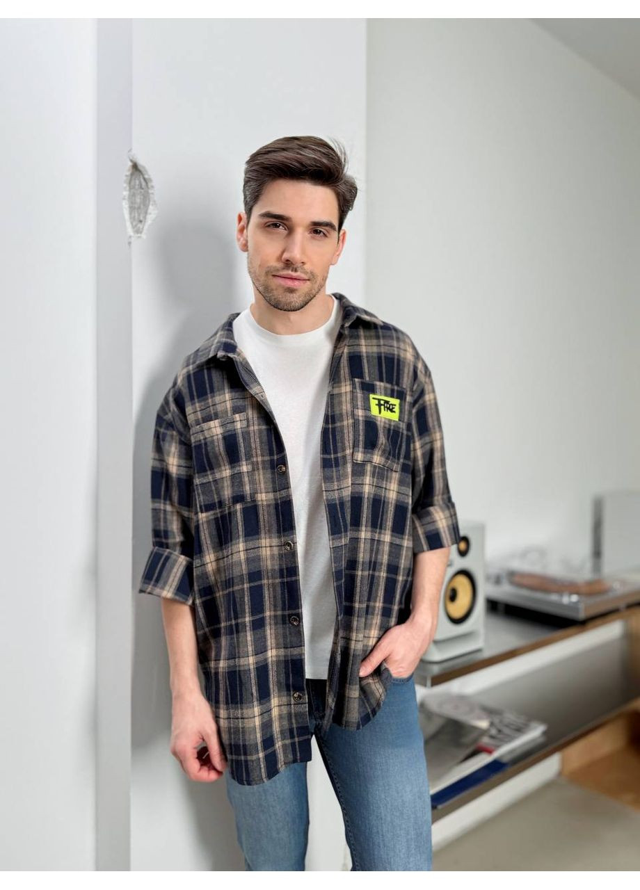 Темно-бежевая повседневный рубашка в клетку Україна