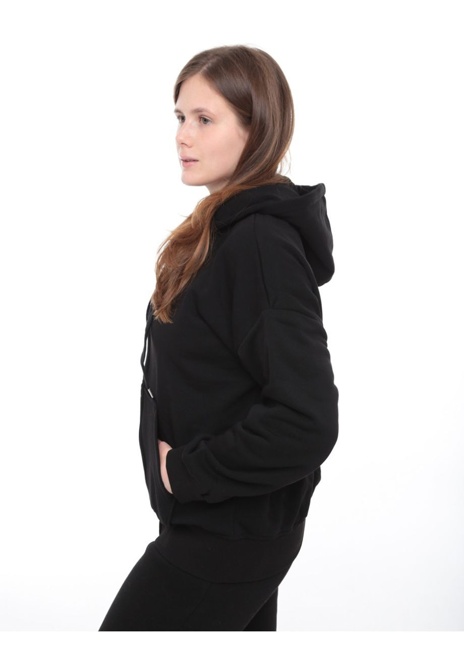 Женская толстовка черная на тонком флисе JEANSclub Пряма (302879220)