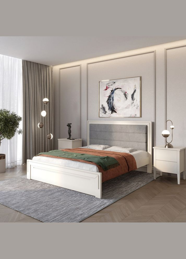 Односпальне дерев'яне ліжко Торонто Т5 (S2005Y50R)/Аляска 93 (сірий) 90х190 см (MBG-9127) Mebigrand (366084874)