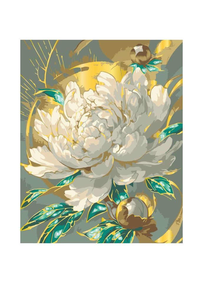 Картина за номерами "Сяюча півонія" 13153-AC 40x50 см з металізованими фарбами No Brand (339779878)