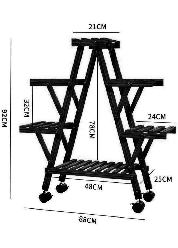 Подставка для цветов из дерева Дре на колёсах венге (ЦВТ-012120) No Brand (328228347)
