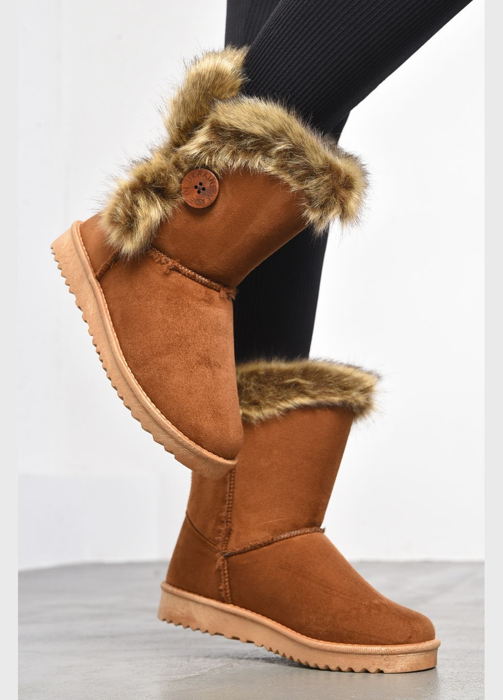 Угги женские коричневого цвета искуственная замша Let's Shop (299684664)