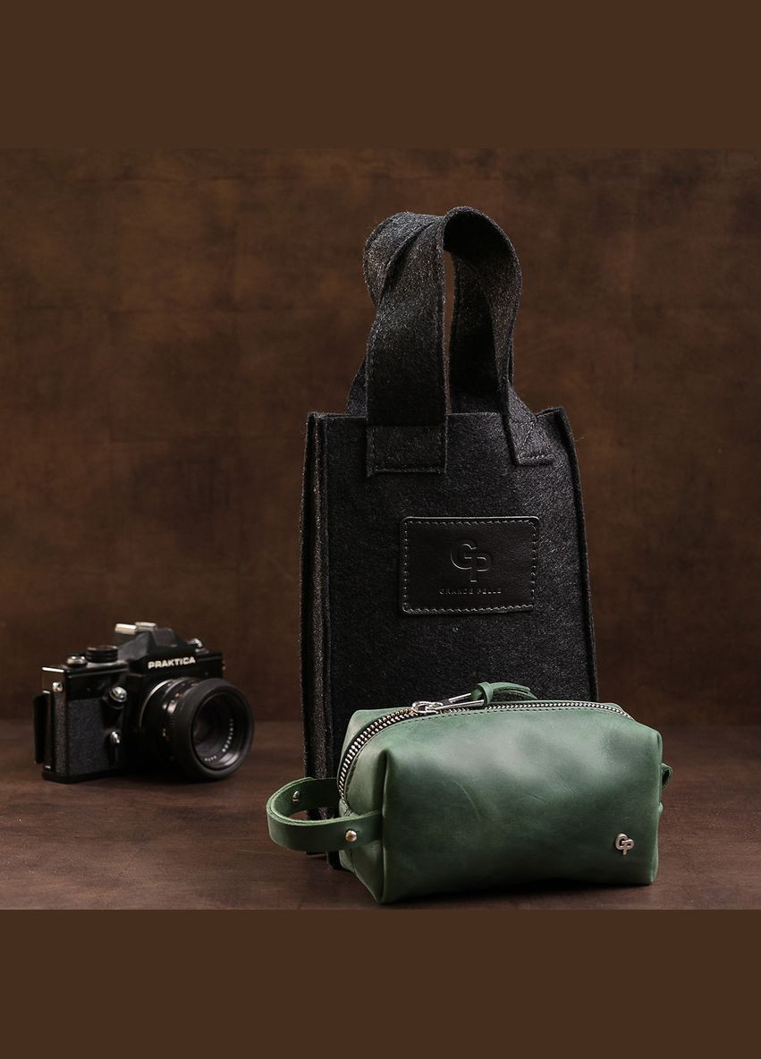 Кожаная косметичка унисекс зеленая 11571 Grande Pelle (362418334)