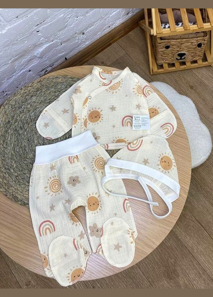 Комбінований літній набір у пологовий будинок для новонародженого Баранчик БО