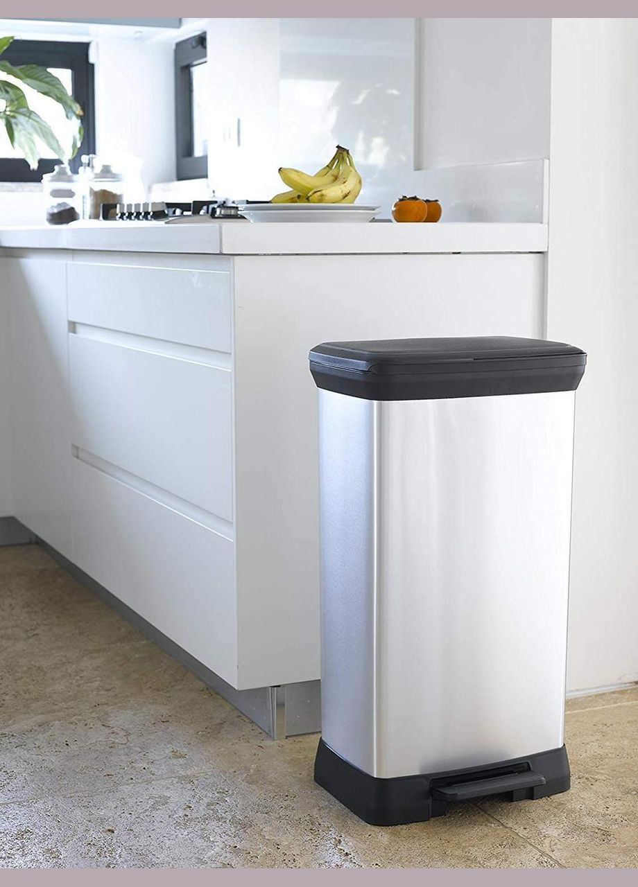 Контейнер для мусора с педалью Deco bin 50 л (02162) Серебристый Curver (334713022)