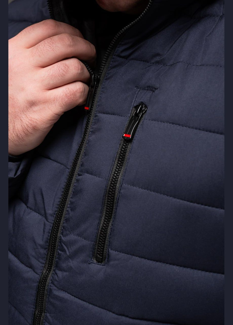 Темно-синя демісезонна утеплена стьобана куртка батал Vakko