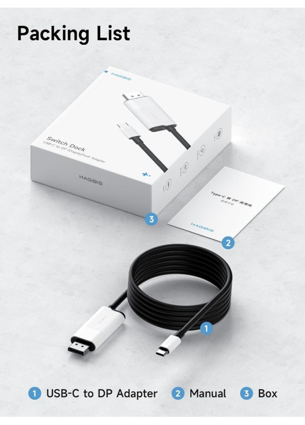 Кабель USB-C to HDMI 2.1 SWC10 2м 4K@60Гц с дополнительным питанием PD100W White Hagibis (359502485)