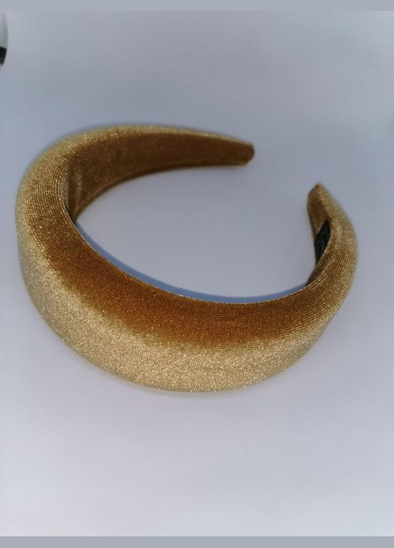 Жіночий оксамитовий обруч обідок об'ємний для волосся Oxa золотистий Hand Made (330619109)