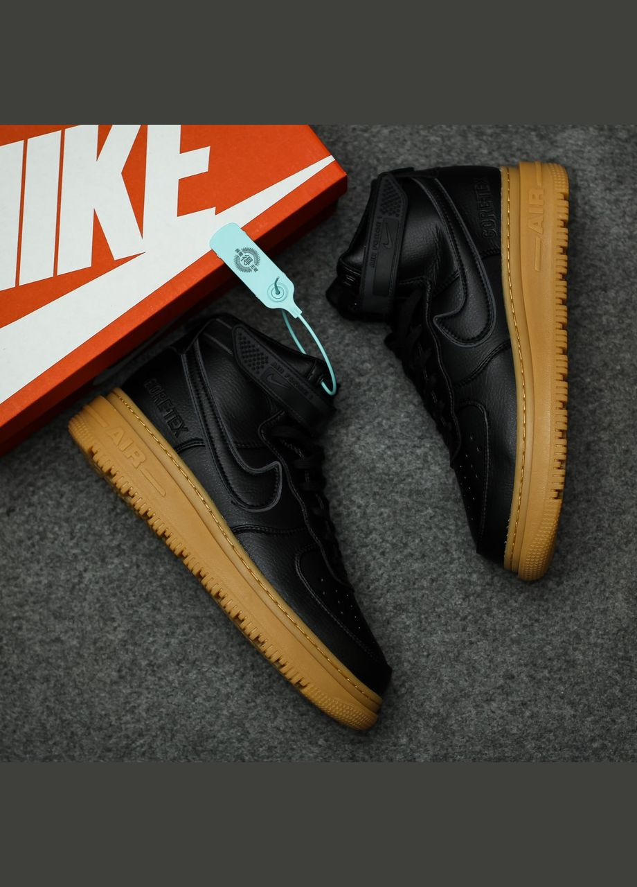 Чорні Зимовий кросівки зимові чоловічі nike air force 1 winter high black brown termo gore-tex | найк аір форс 1 високі чорні коричневі термо No Brand
