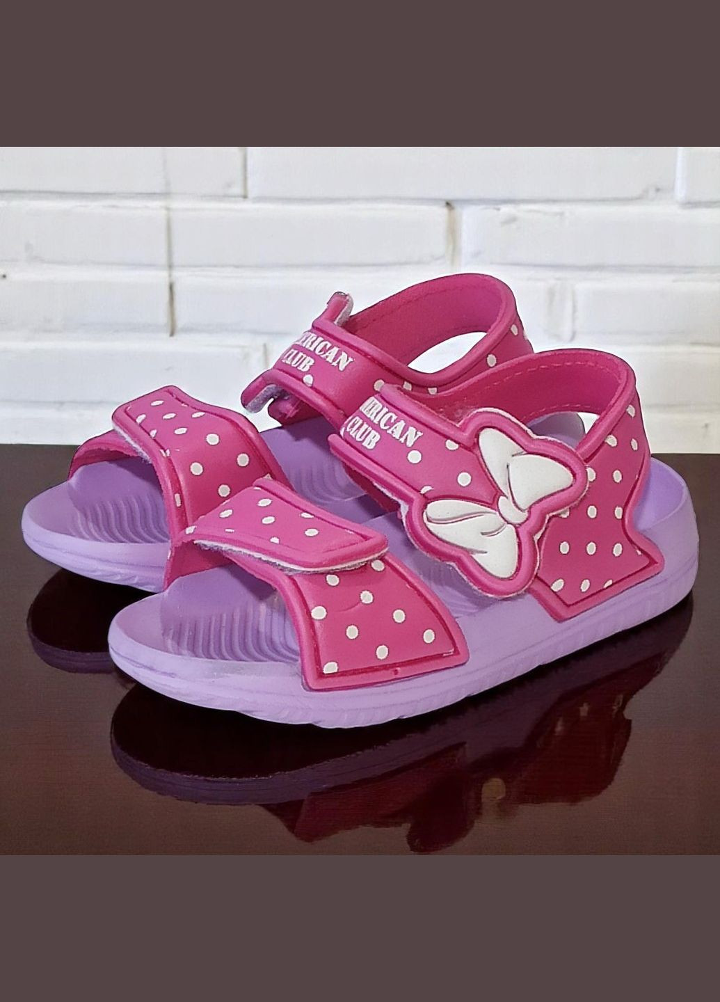 Пляжні босоніжки на липучках для пляжу басейну піску для дівчинки American Club (333832237)