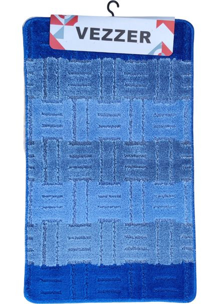 Набір килимків для ванної Color line Латексна основа Поліпропілен 60x100+60x50 см Темно-синій (VZC05247) Vezzer (370293007)