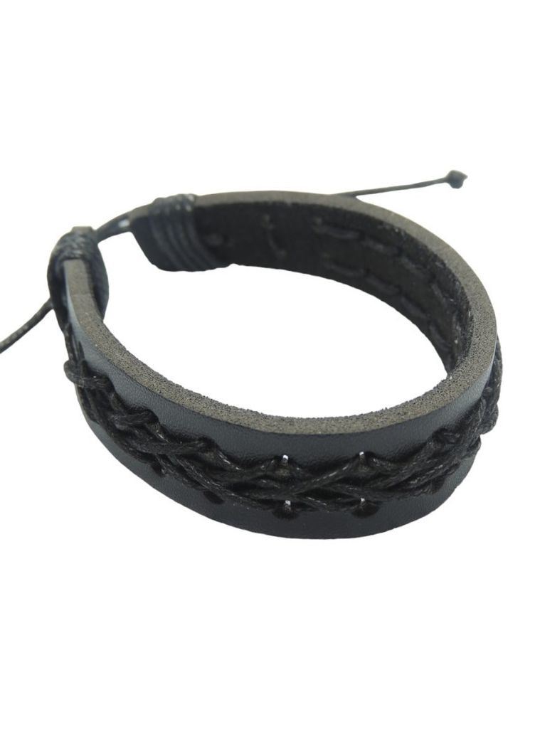 Браслет кожаный на руку черный с многослойным плетением B1584 Fashion Jewelry (292324239)