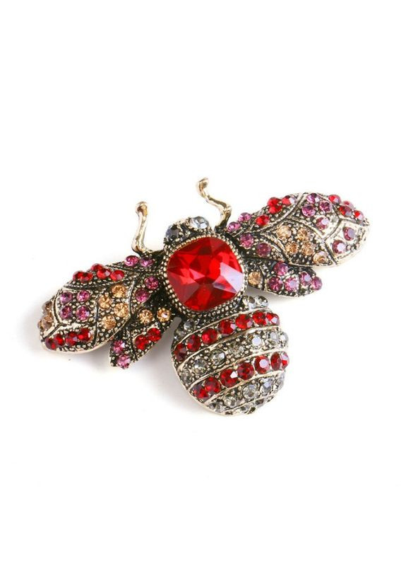 Брошь булавка бджола золотиста в камінні червона Xuping Jewelry (330618939)