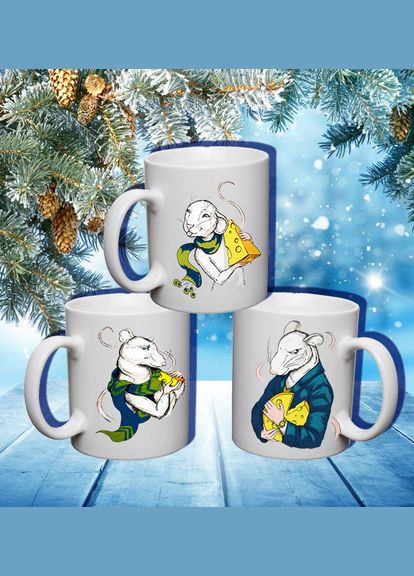 Семейные белые чашки с принтом "Мыши с сыром" Кавун Чашка (316111902)