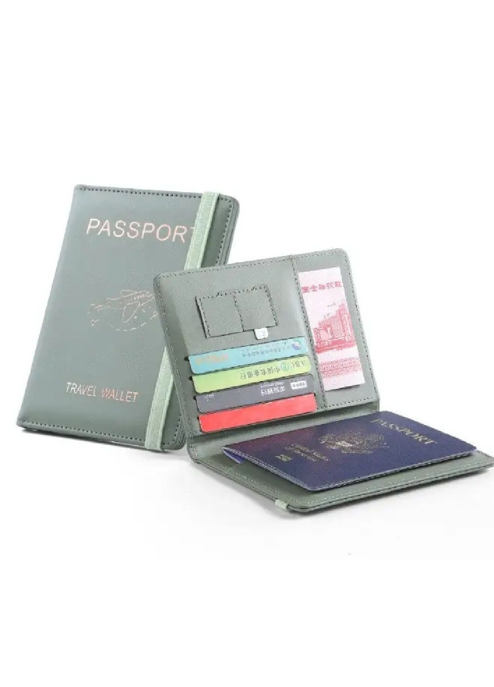 Обкладинка органайзер чохол для зберігання паспорта документів карт квитків з кишенями екошкіра 15х11 см (477804-Prob) Оливковий Unbranded (300124902)