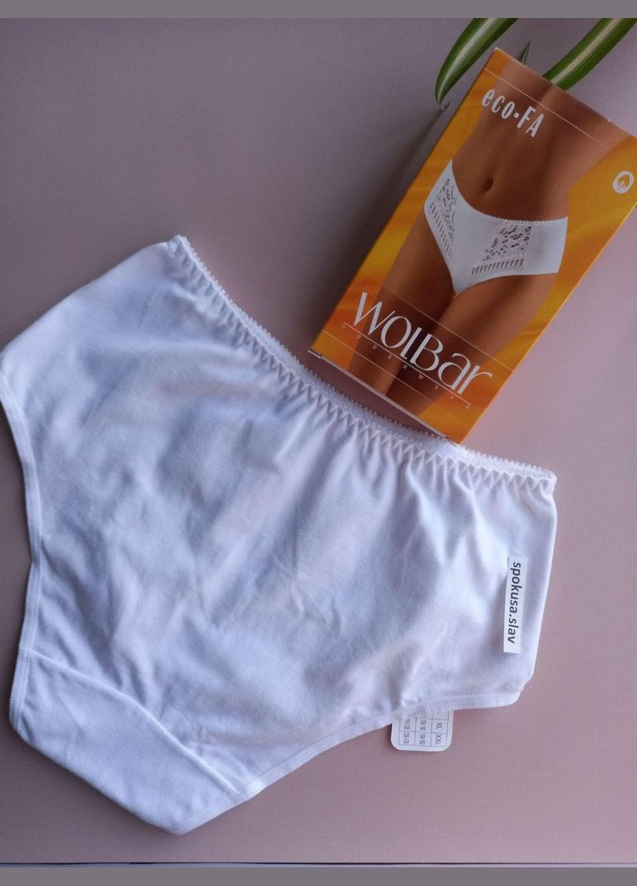 Стильные белые хлопковые с кружевом женские трусики eco-Fa волбар Wolbar (369612923)