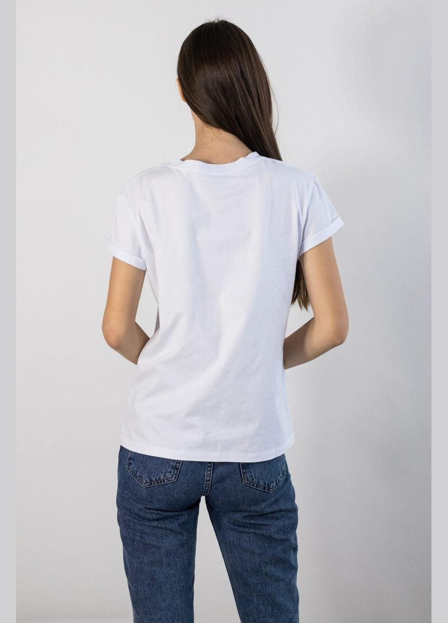 Біла всесезон футболка жіноча з вишивкою жираф з вінком біла mkмф70152-2 Modna KAZKA
