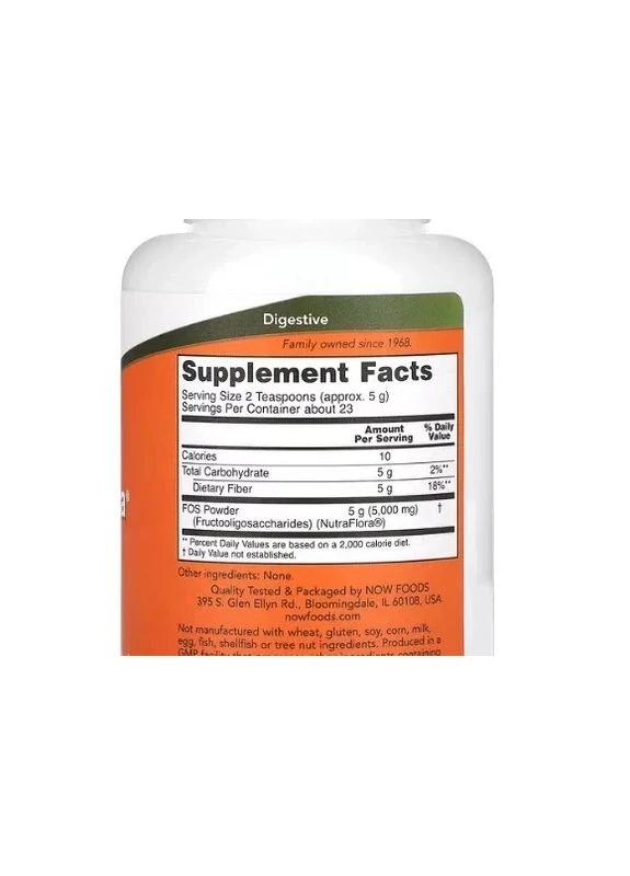 Фруктоолігосахариди (Nutra Flora FOS) 113 г Now Foods (361118500)
